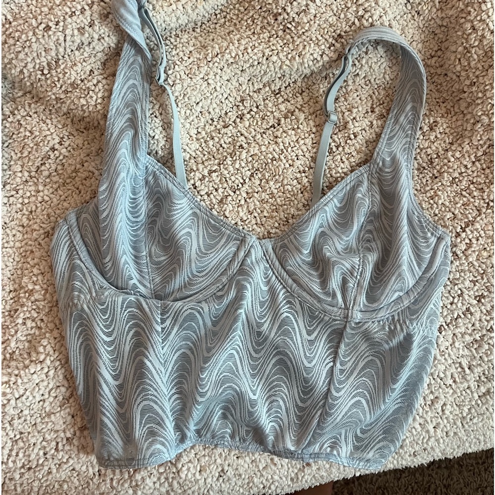 Corset light blue tank top crop top Hollister